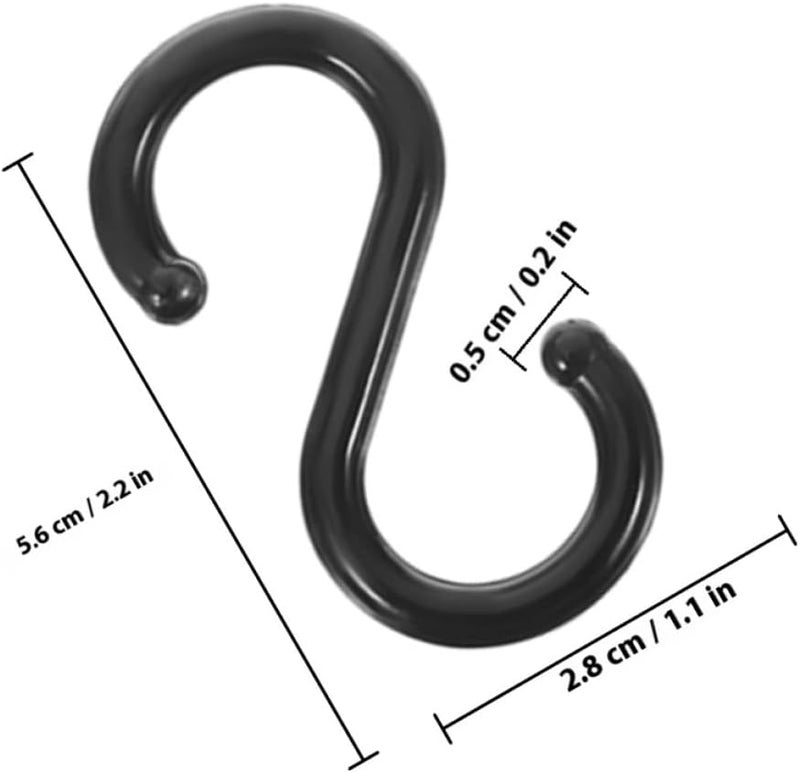 Veemoon 50 Pack Black S Hooks 2.2x1.1 Inch Sturdy Plastic for Hanging Clothes Coats and Kitchen Storage - Image 2